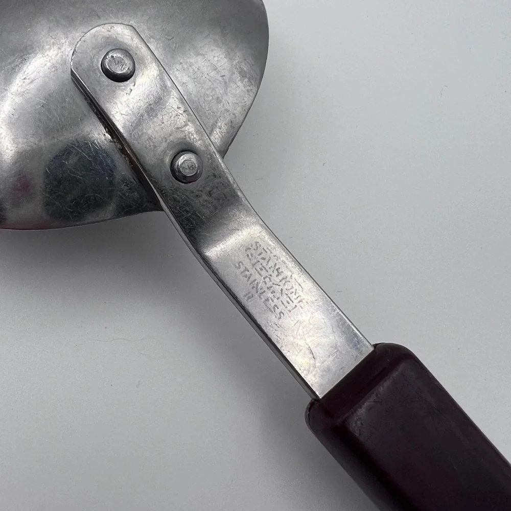 Vintage Stanhome Stanley Home Products Stainless Serving Spoon Burgundy Handle